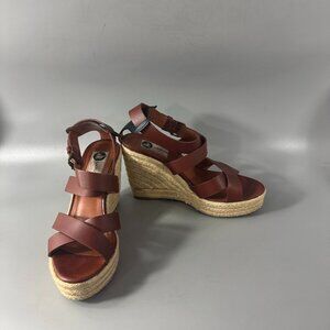 Lanvin Brown Espadrille Wedge Heel Platform Sandals, Size 37